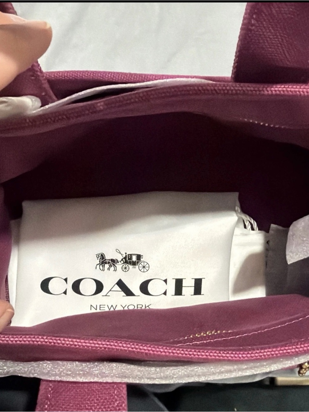 Coach Women’s Canvas Cargo Tote with Logo Embroidery 26 Pink/Brass NWT - Picture 6 of 6